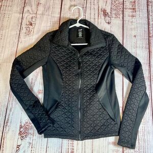 AVIA Women's Black Quilted Long Sleeve Zip-up Jacket Coat Point Size XS